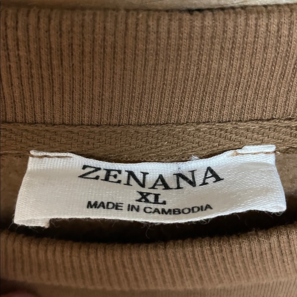 Zenana Outfitters size XL Brown Boxy Cropped Soft Crewneck Sweatshirt - Picture 2 of 7